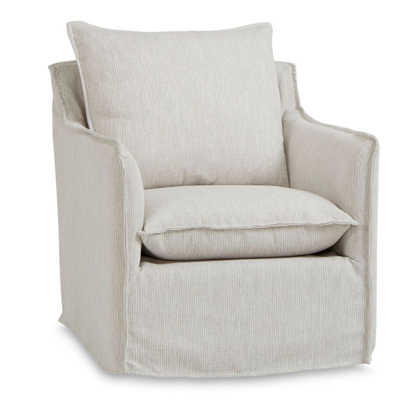 Beige armchair with cushions on a white background