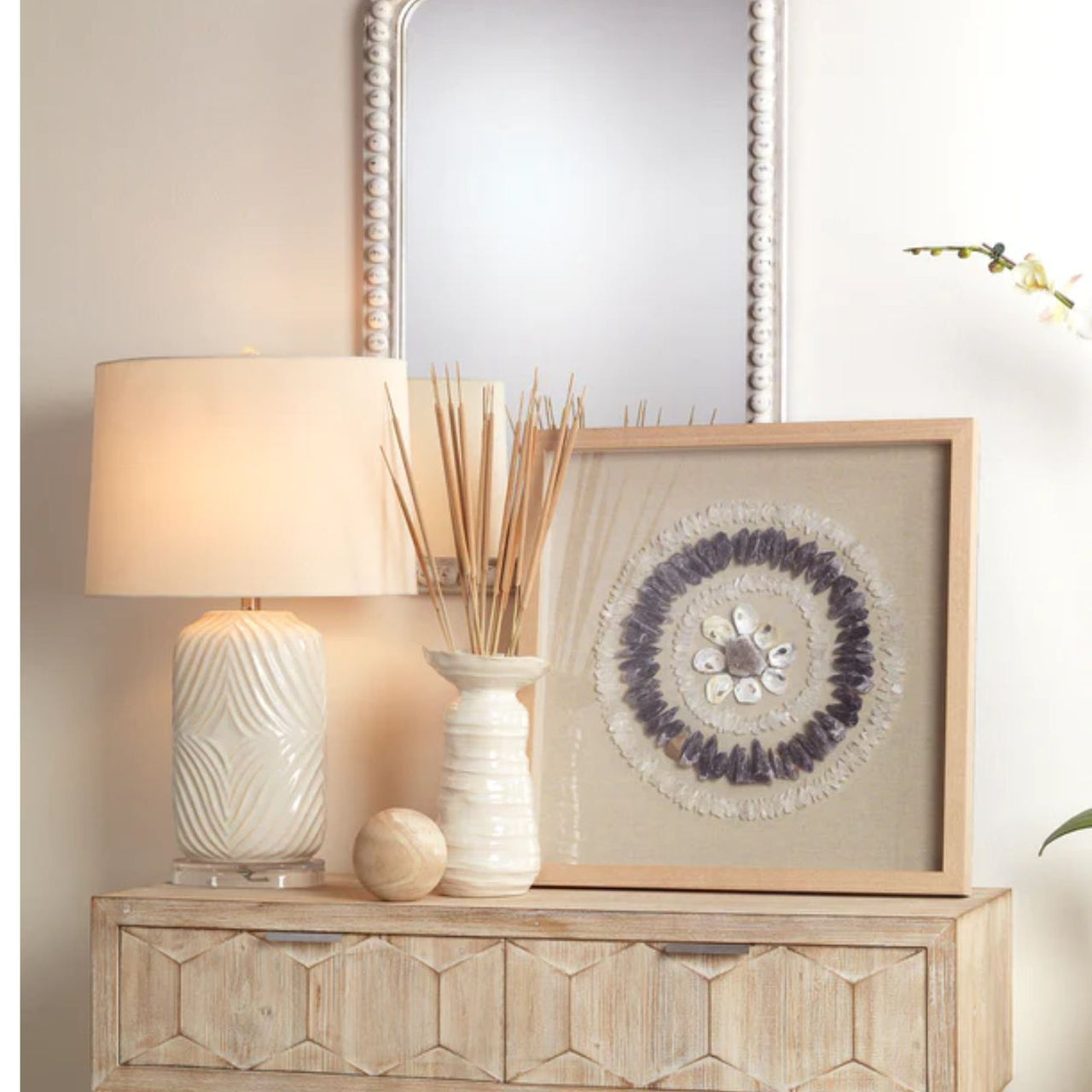 Audrey Beaded Rectangular Mirror