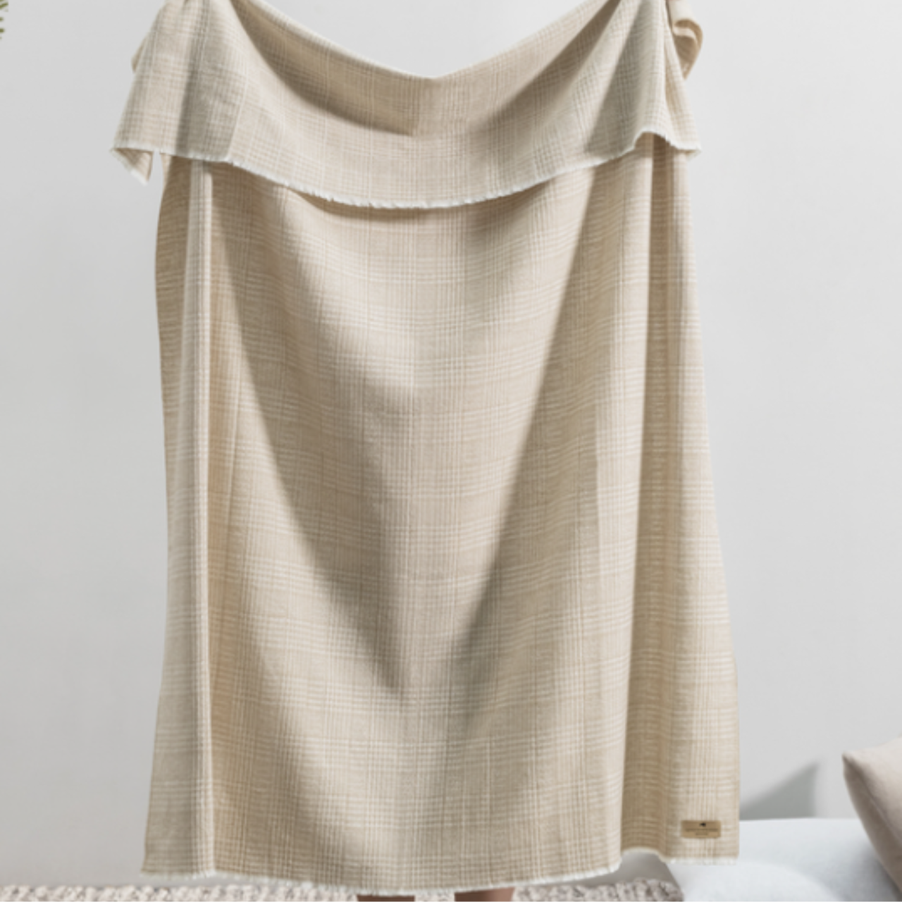 Italian Sutton Plaid Throw Blanket -  Dune