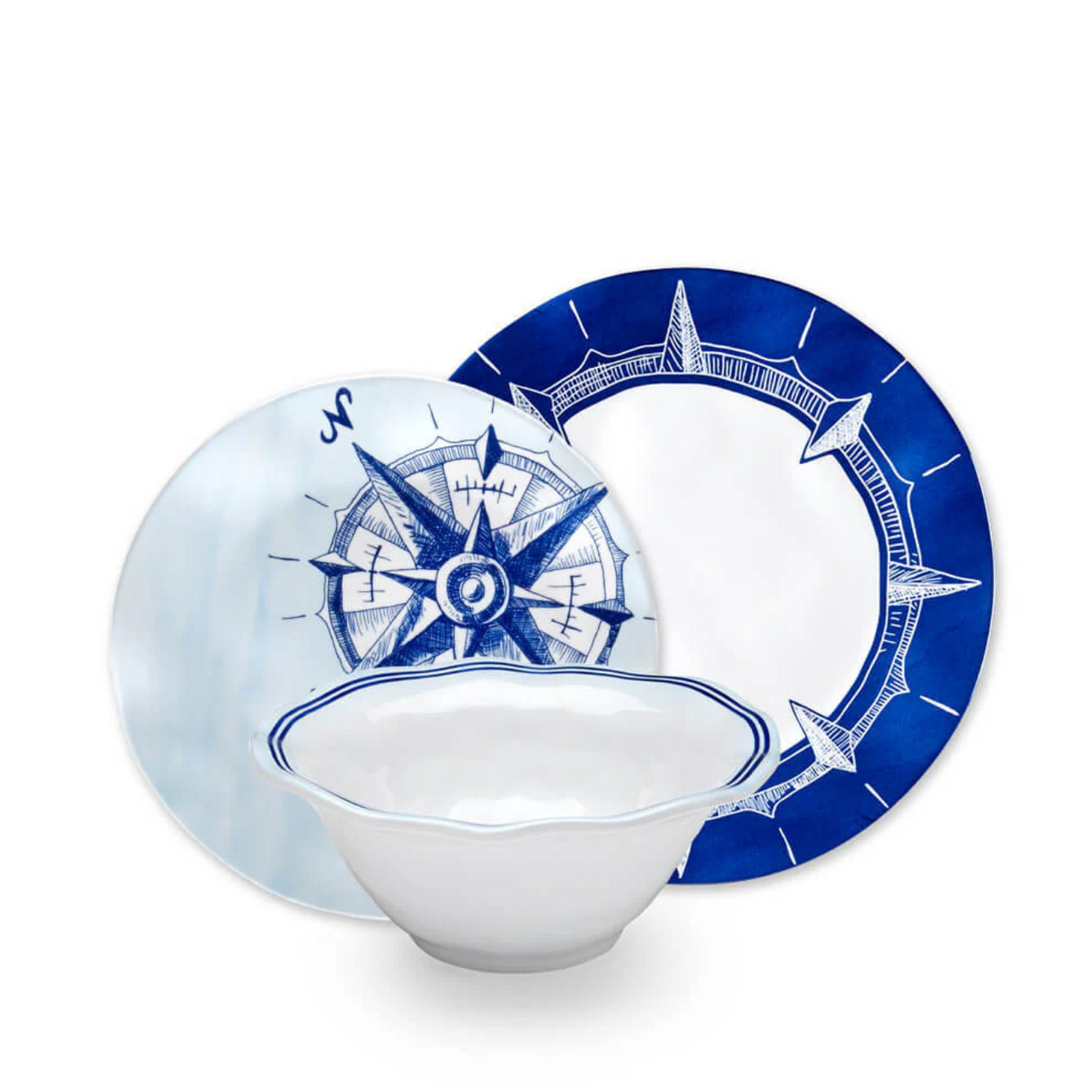 Melamine Nautical Dishes - Set of 12