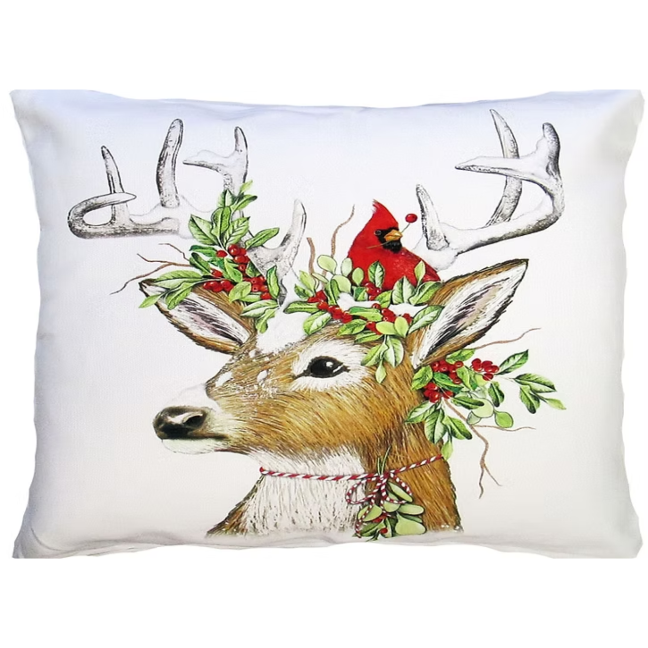 Winter Deer w/ Cardinal Accent Pillow