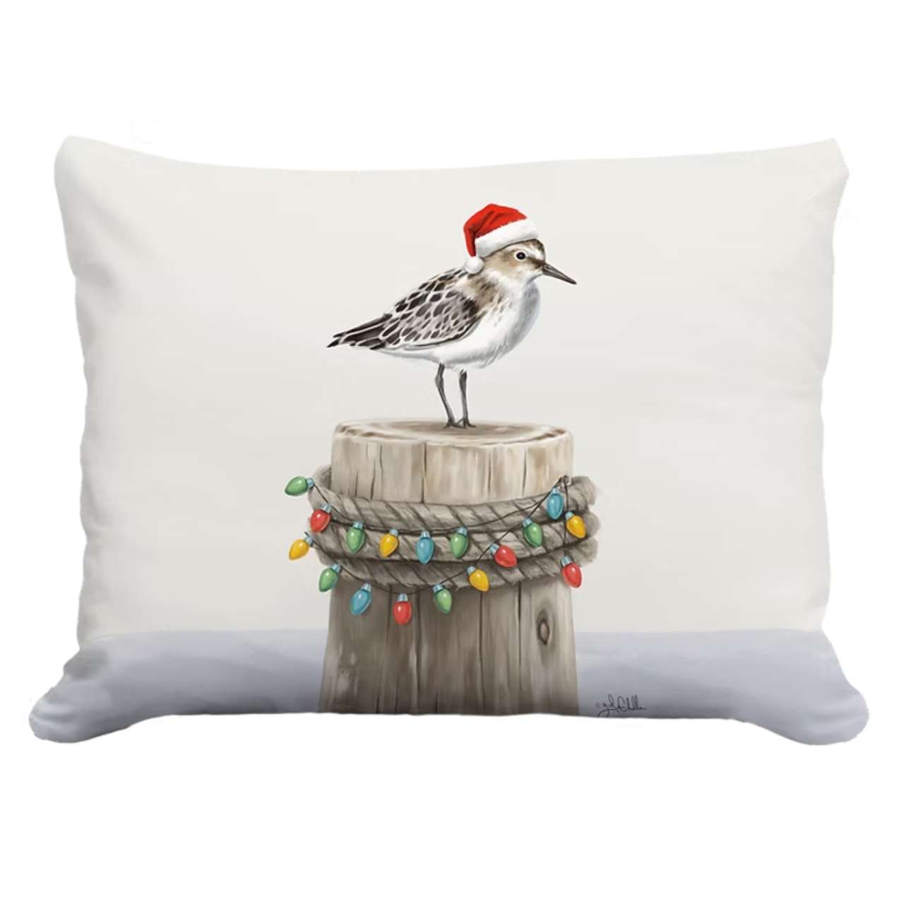 Christmas Sandpiper Accent Pillow