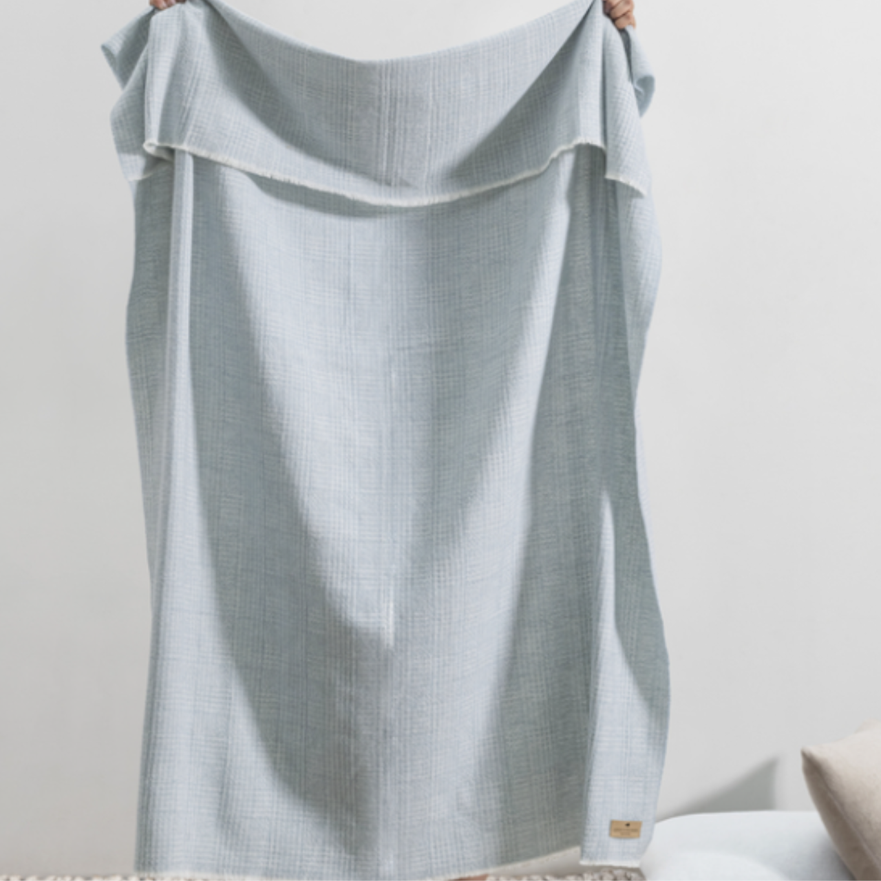 Italian Sutton Plaid Throw Blanket -  Crystal Blue