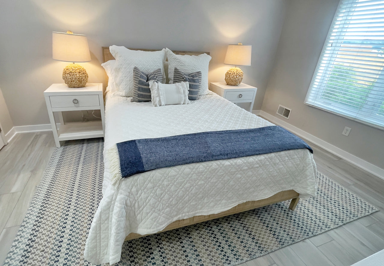 Coastal Poppy Blue Wool Rug