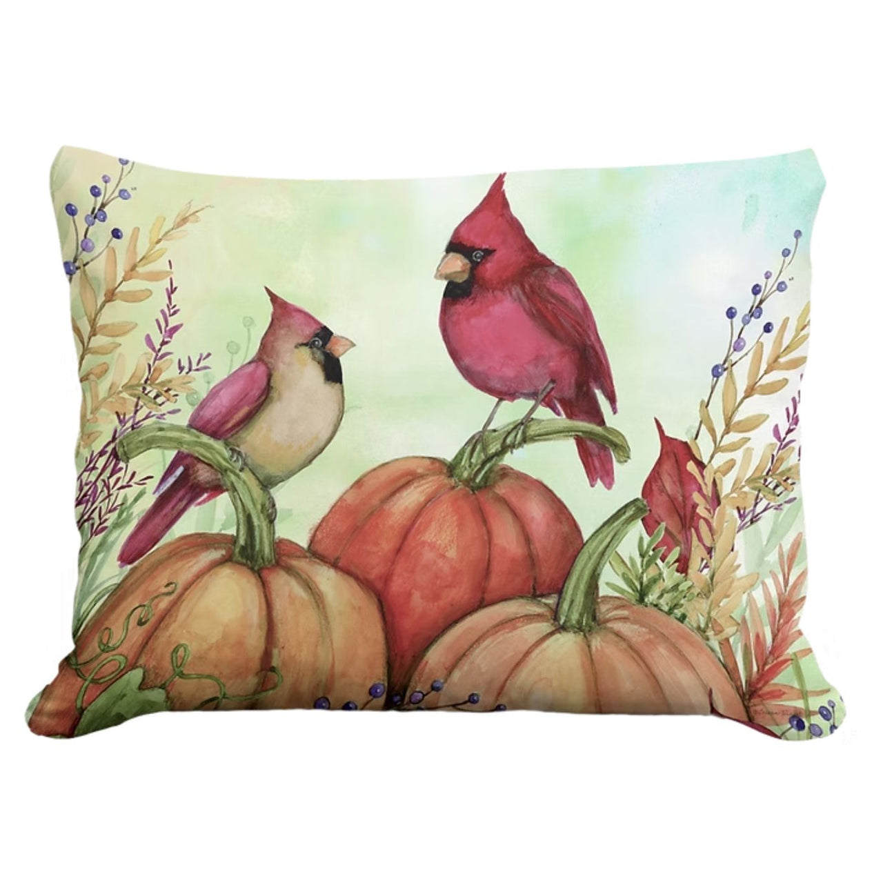 Fall Pillow - Cardinals on Pumpkins