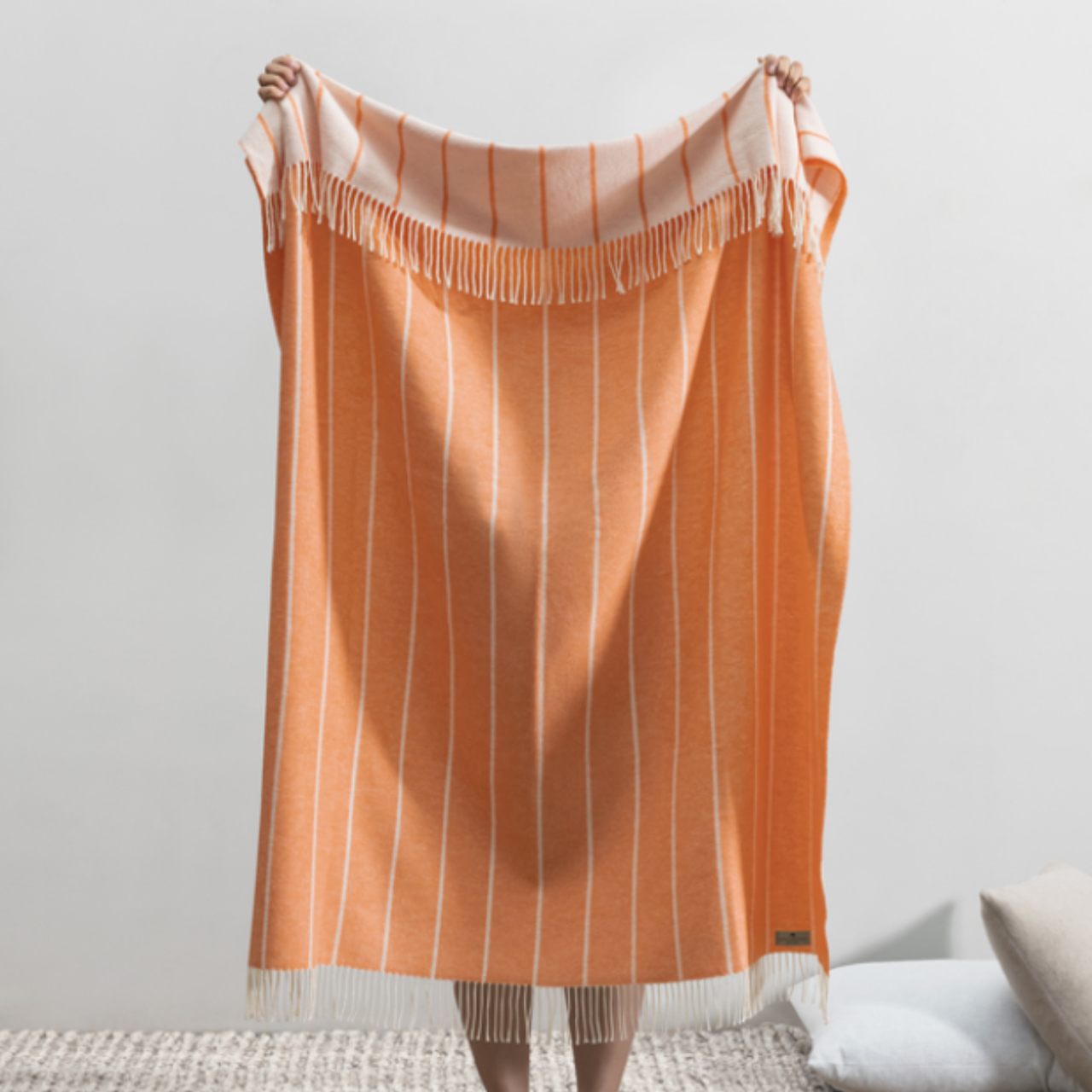 Italian Fiji Stripe Throw Blanket - Papaya Orange