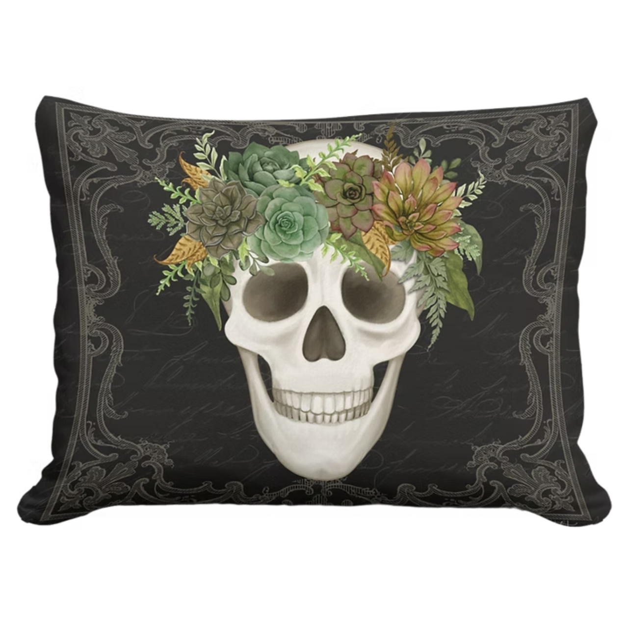 Halloween Pillow - Skull with Flower Crown Pillow