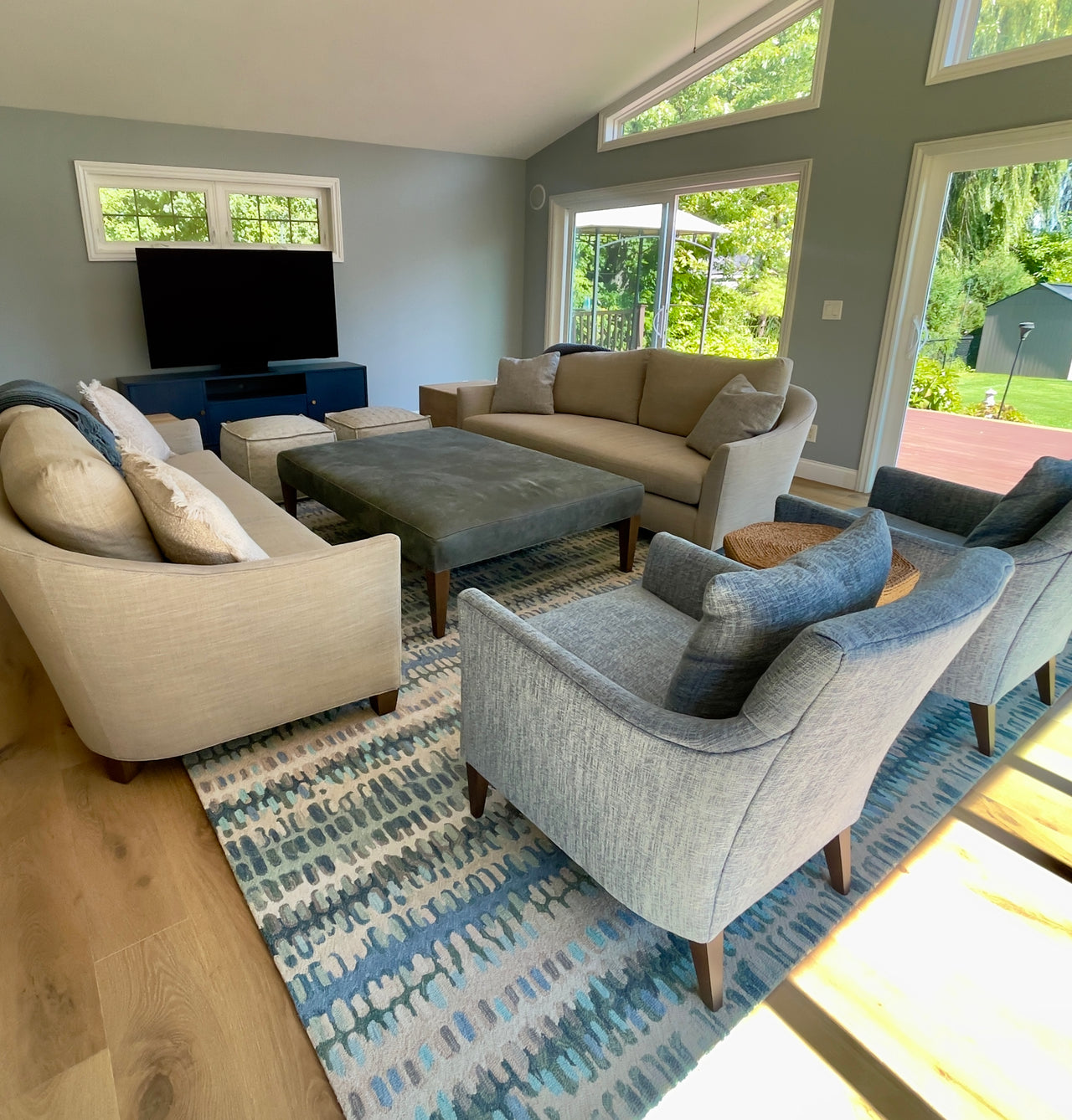 Paint Chip Blue Coastal Wool Rug