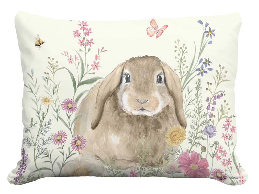 Accent Pillow Easter Bunny on Meadow