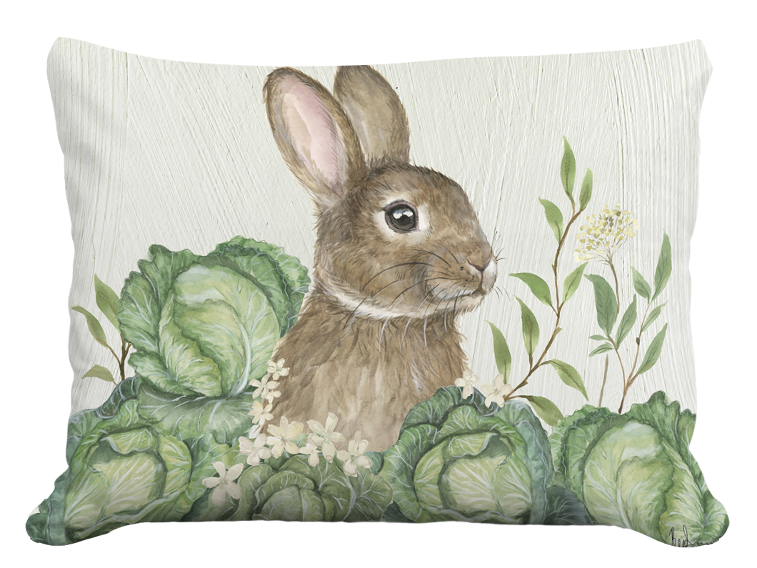 Accent Pillow Easter Rabbit & Cabbages