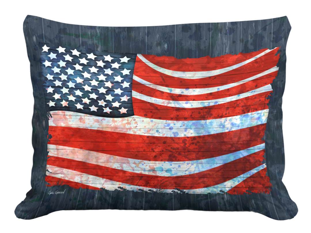 Outdoor Pillow Fourth of July Flag