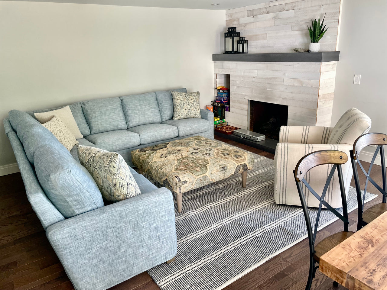 Rug Ottoman Pali Blue Square