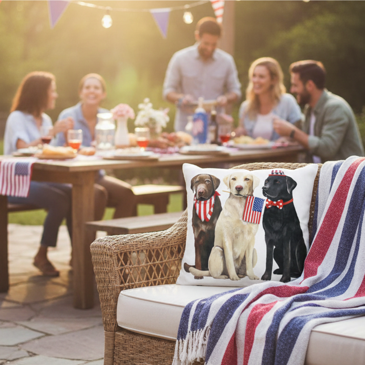 Accent Pillows Fourth of July Dogs