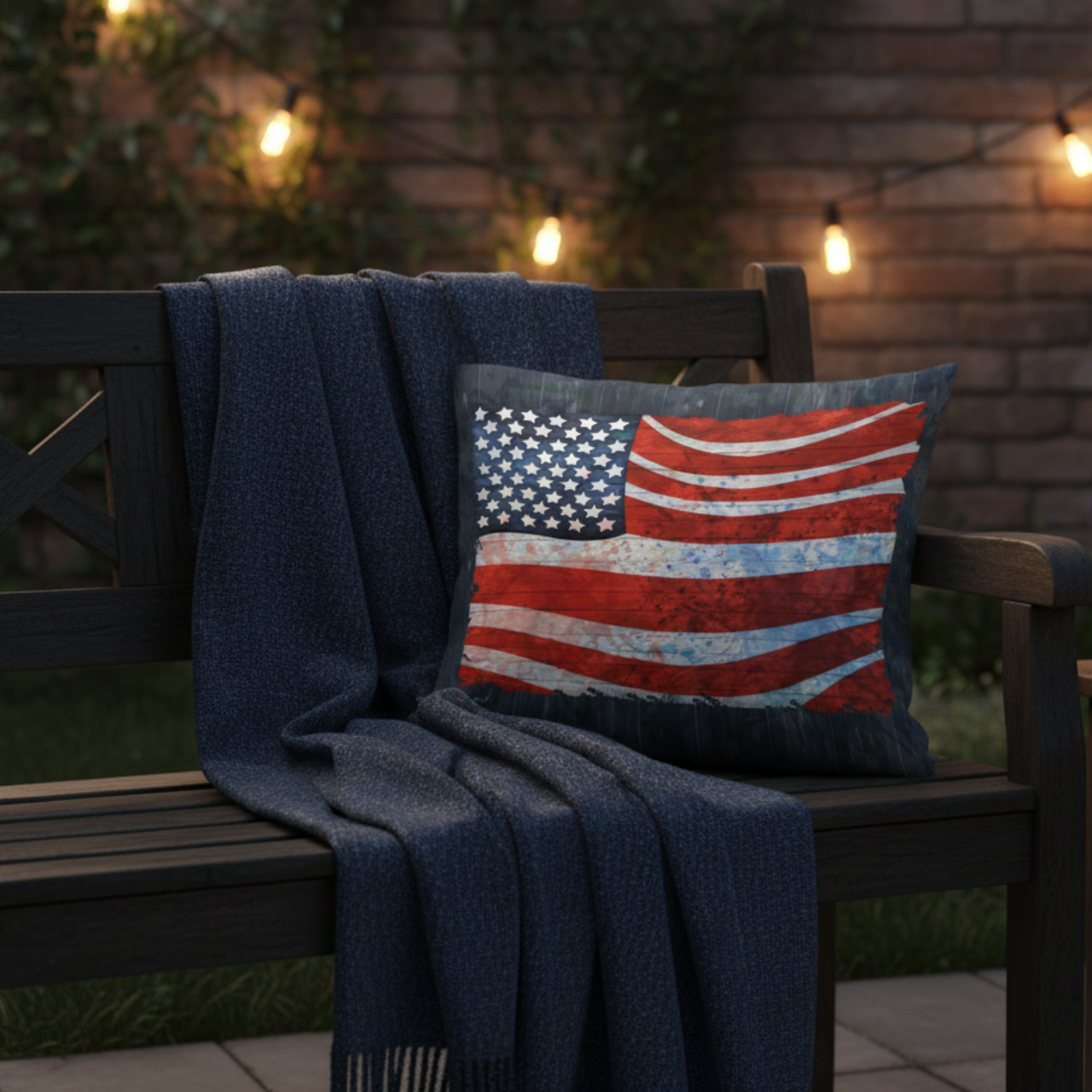 Outdoor Pillow Fourth of July Flag
