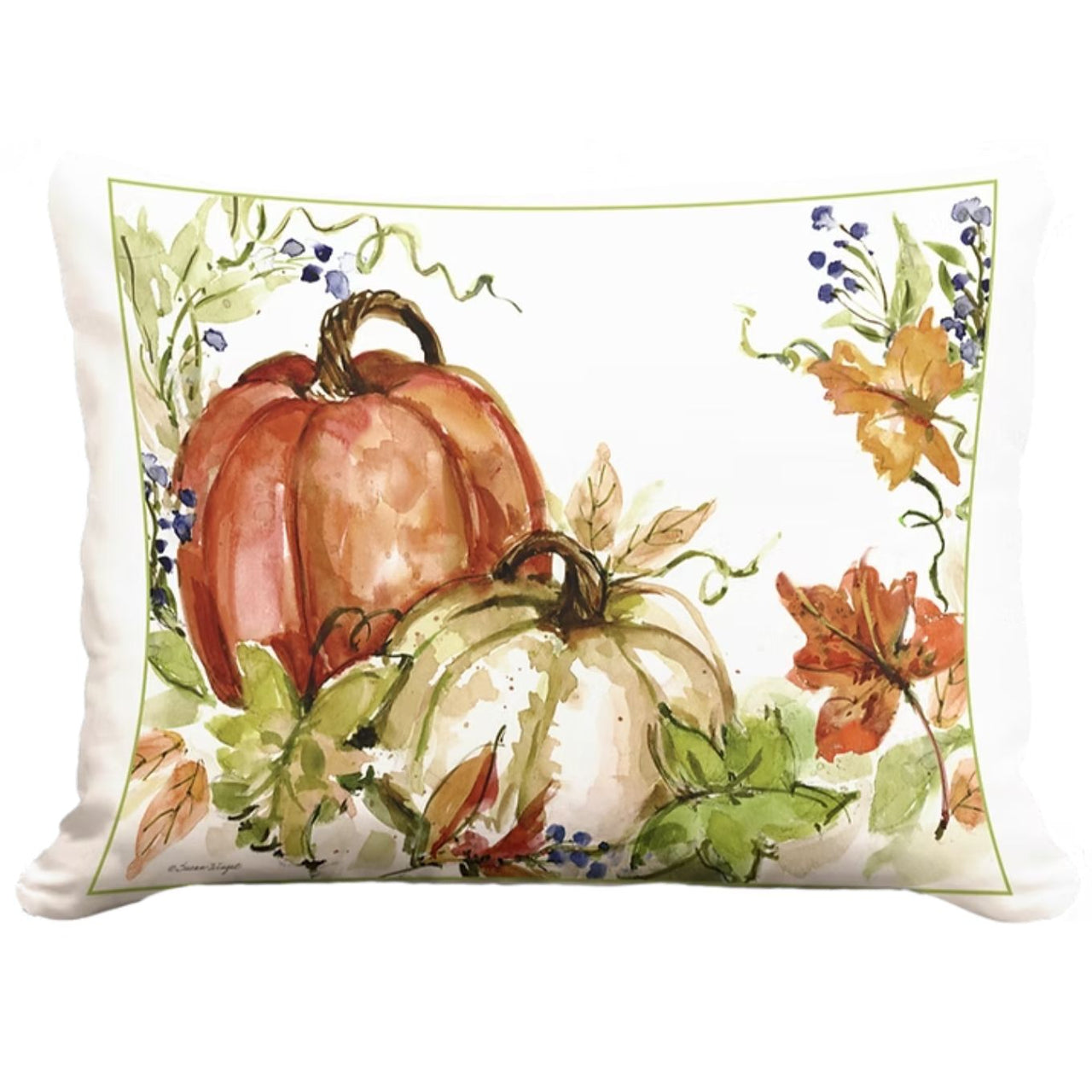 Fall Pillow - Pumpkins w/ Leaves