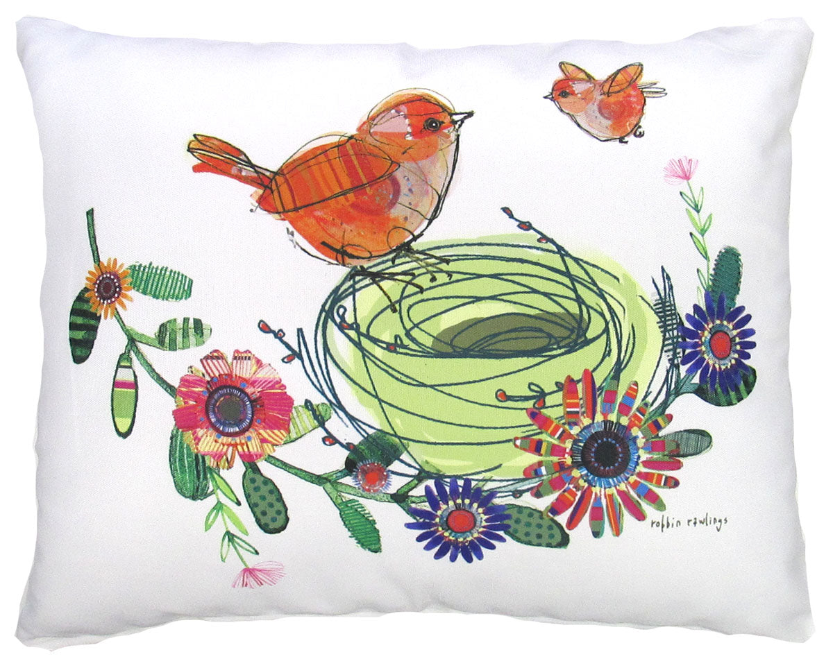 Accent Pillow Spring Birds in Nest