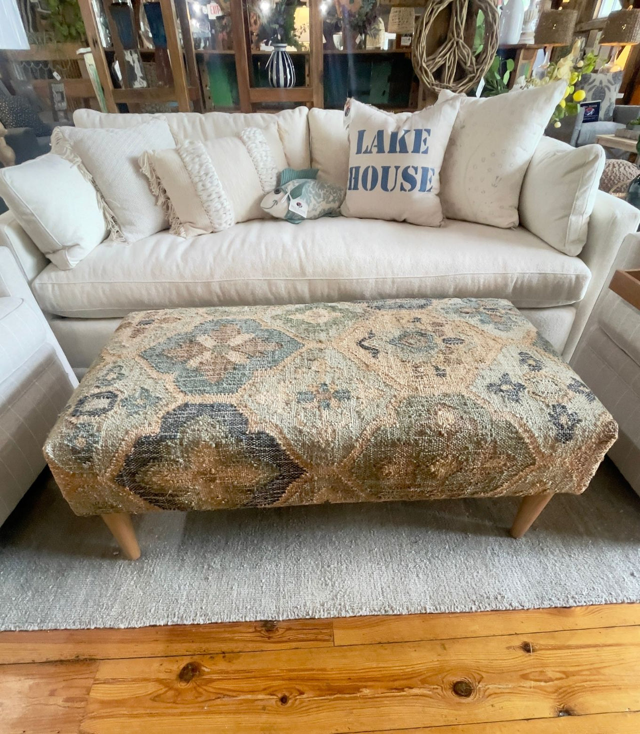 Pali Blue Rug Ottoman