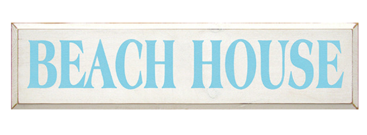 Beach House Wooden Sign White & Aqua