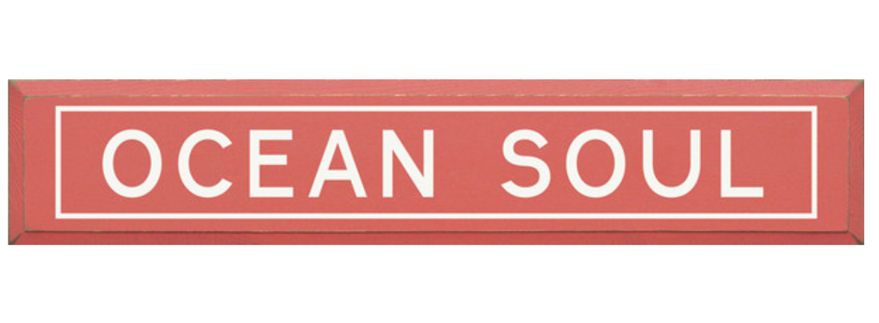 Ocean Soul Wooden Sign Coral & White Lettering