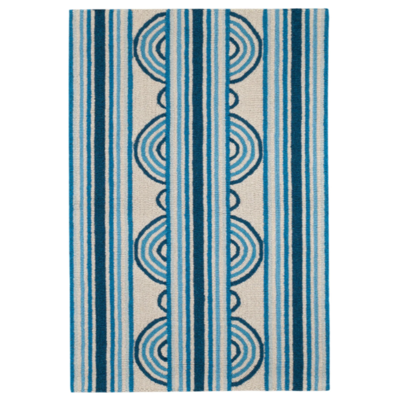 Bohemian Button Blue Coastal Wool Rug