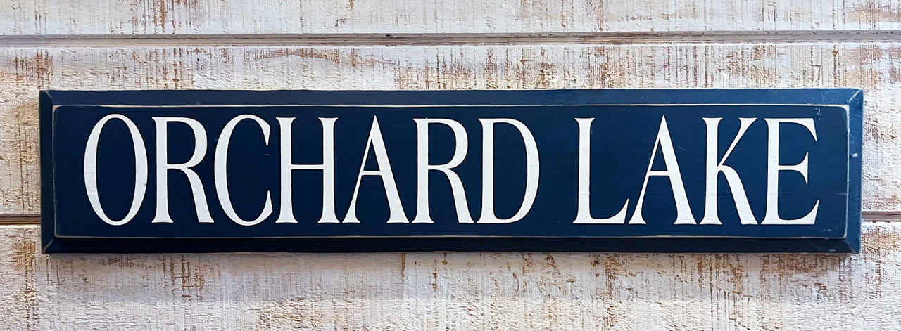 Orchard Lake Wooden Sign