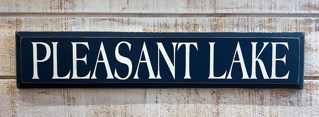 Pleasant Lake Wooden Sign