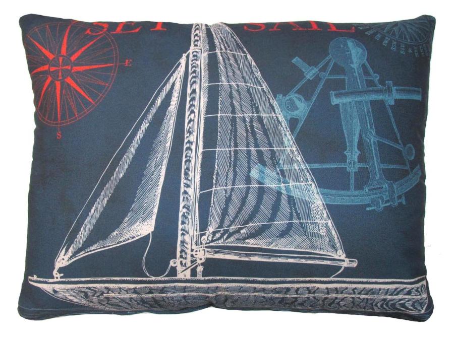 Outdoor Sailboat Accent Pillow - Blue