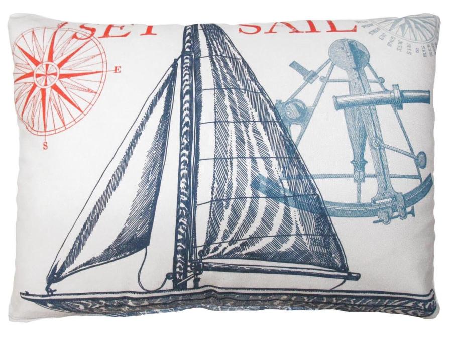 Outdoor Sailboat Accent Pillow - white