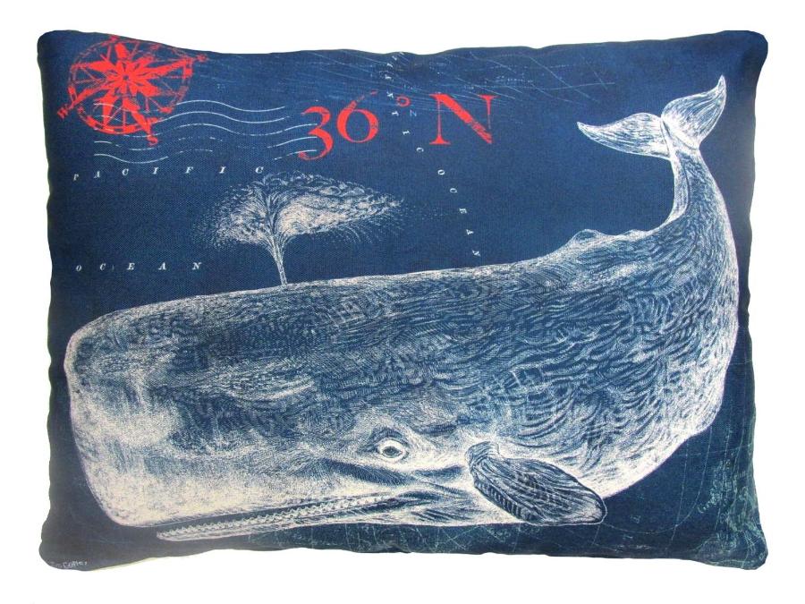 Outdoor Nautical Whale Accent Pillow